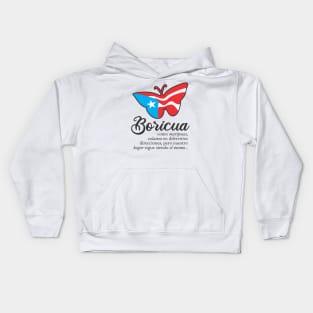 Boricua Flag Familia Butterfly Puerto Rico Spanish Kids Hoodie